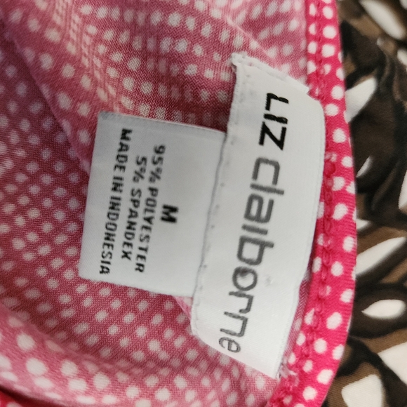 Liz Claiborne Short Sleeve Pink and White Top  Size Medium - Picture 4 of 6
